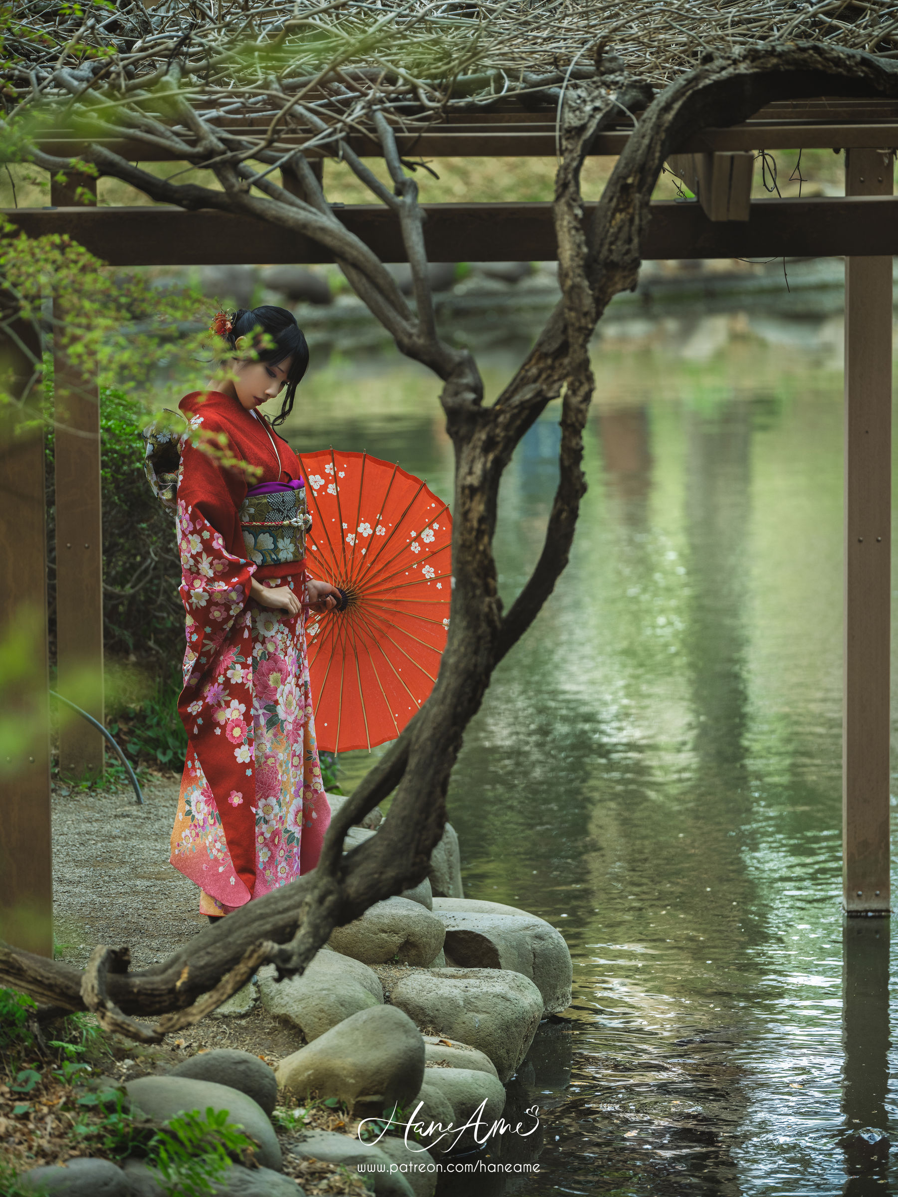 [COS福利] Hane Ame 雨波 - 赤紅和服第10张