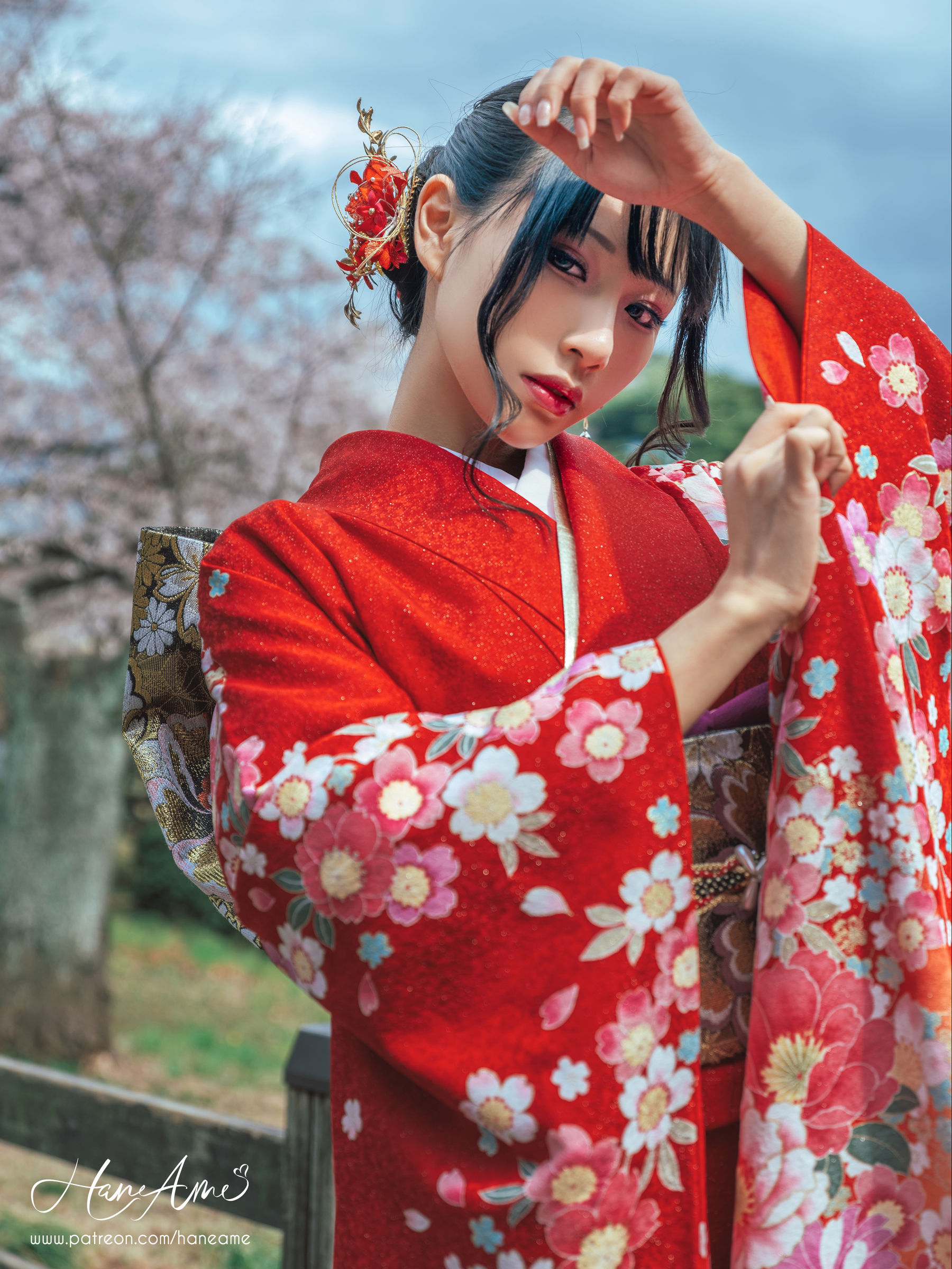 [COS福利] Hane Ame 雨波 - 赤紅和服第8张