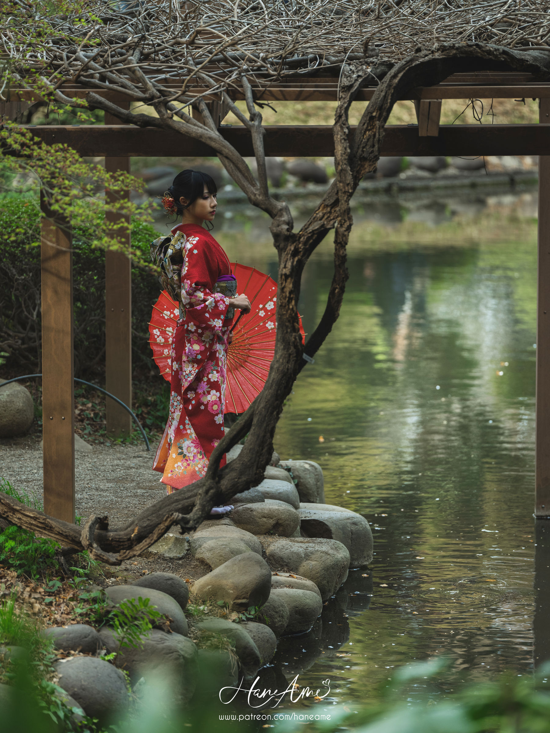 [COS福利] Hane Ame 雨波 - 赤紅和服第11张