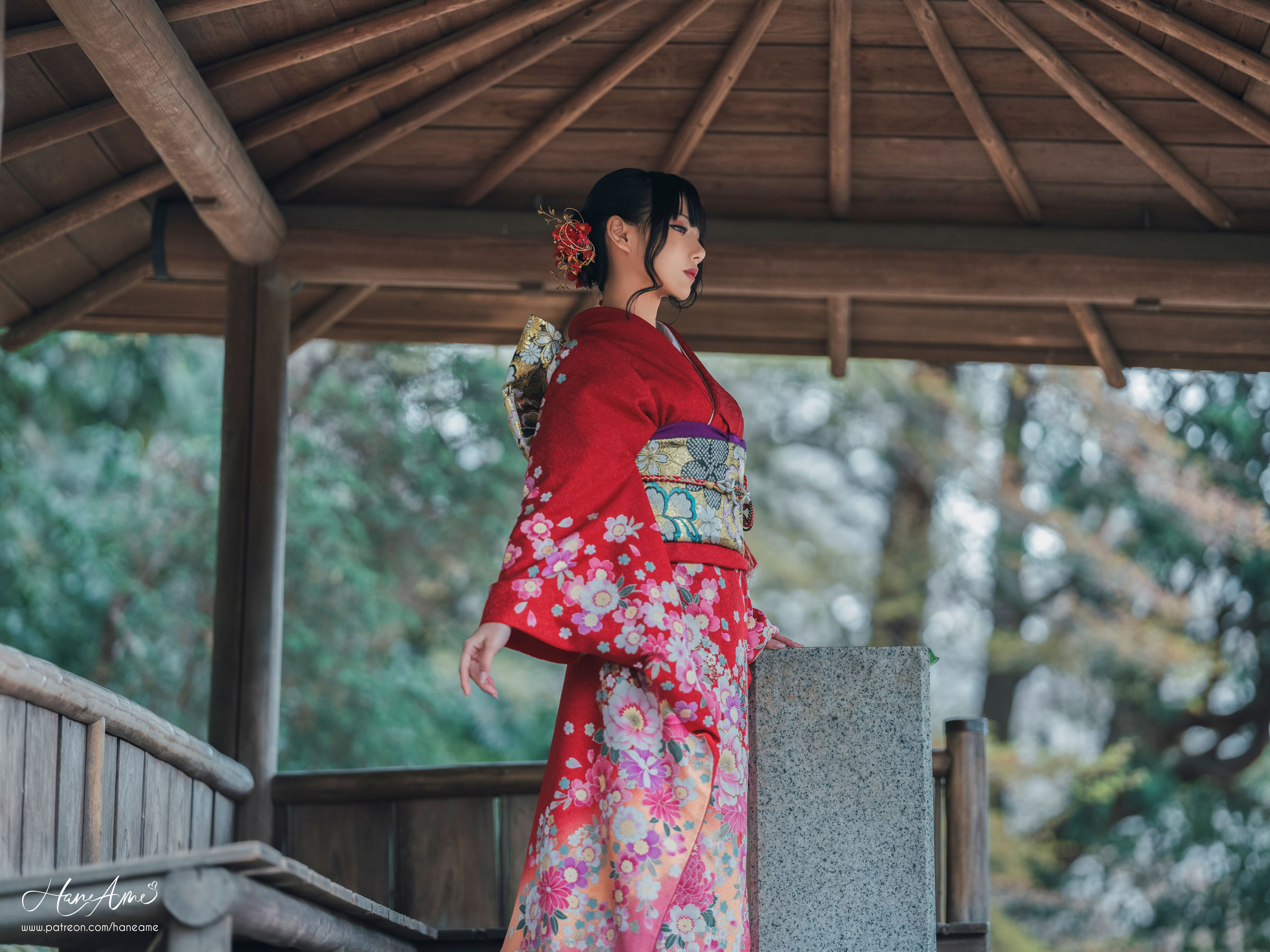 [COS福利] Hane Ame 雨波 - 赤紅和服第14张