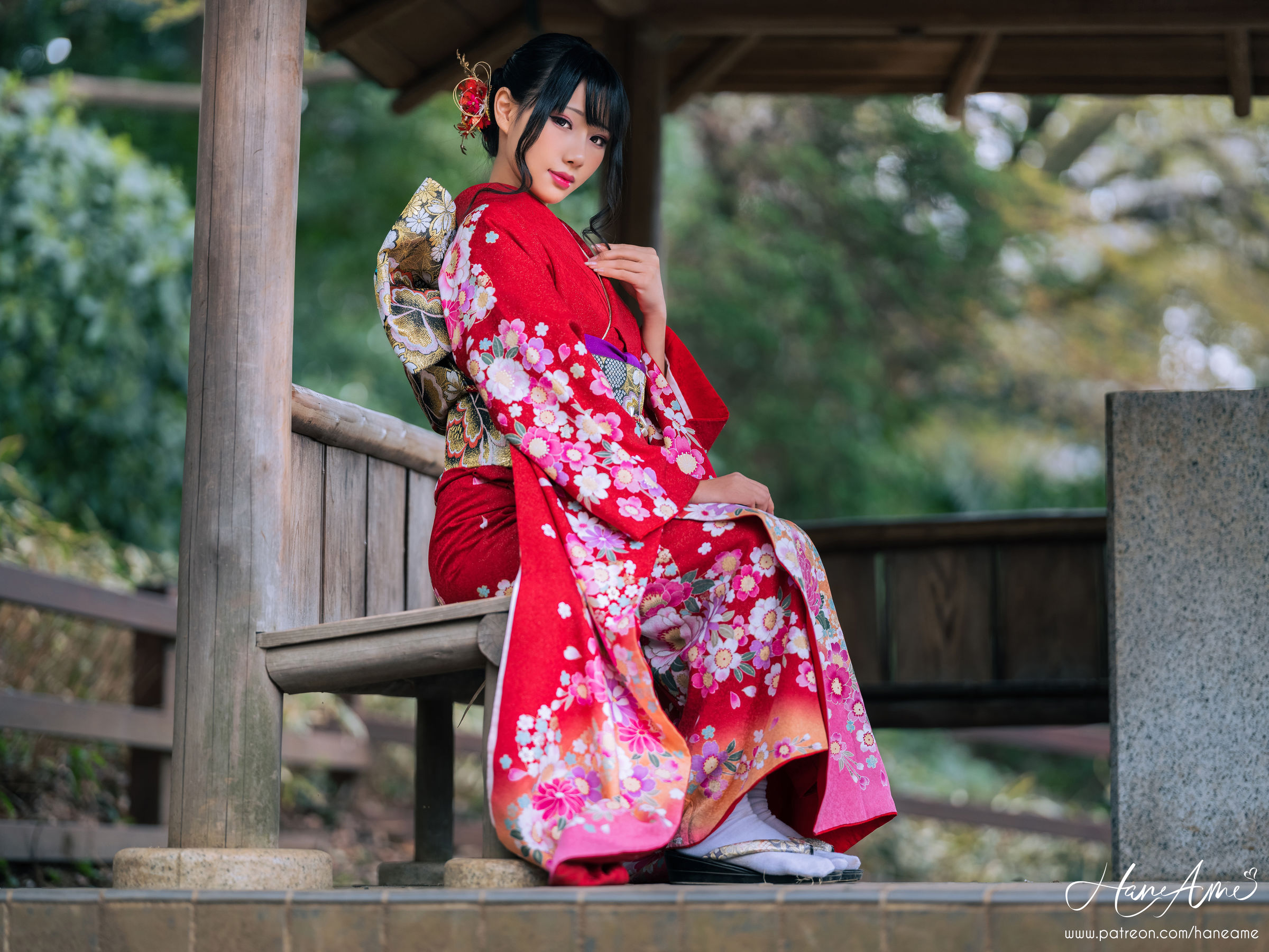 [COS福利] Hane Ame 雨波 - 赤紅和服第11张