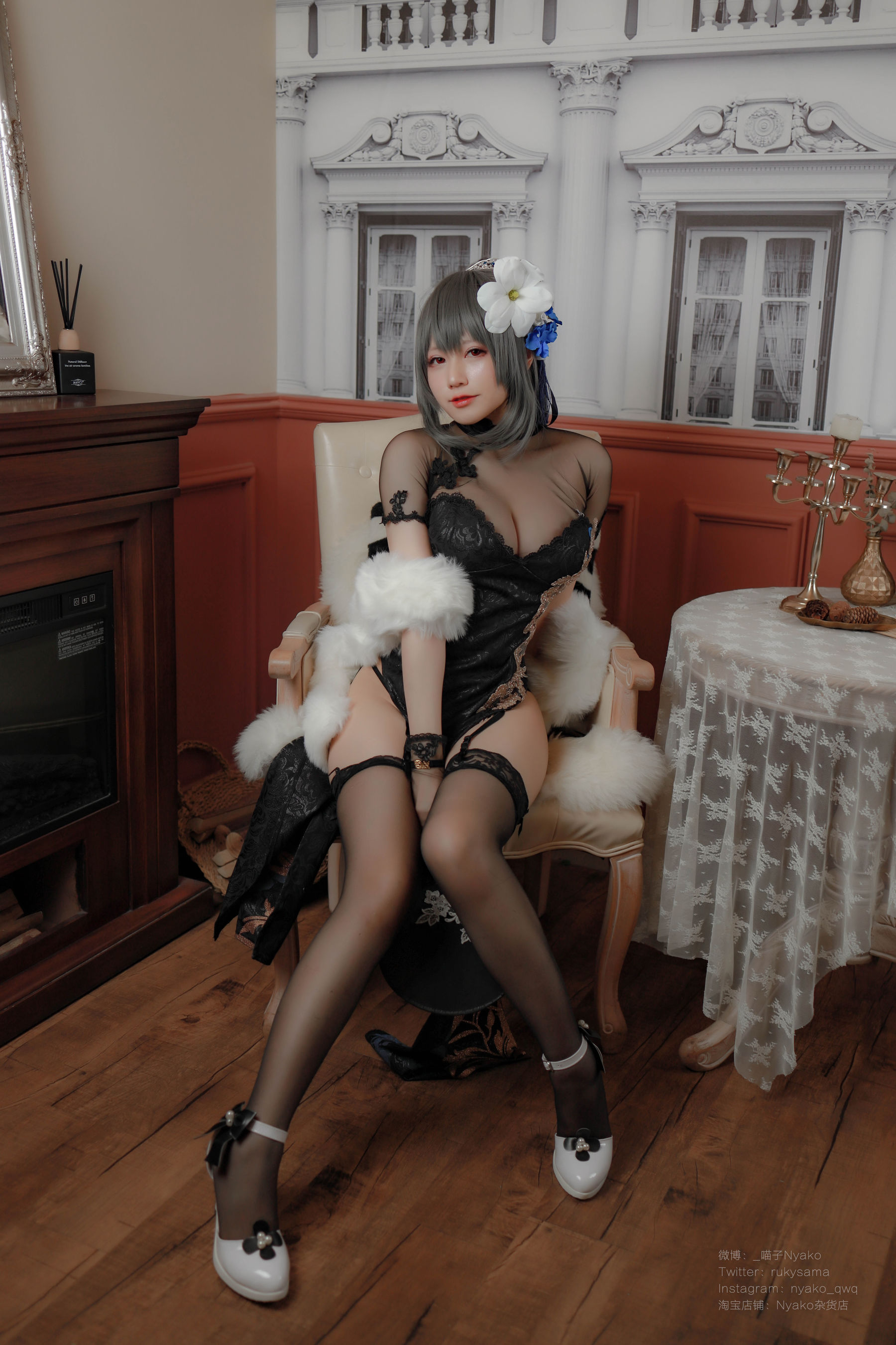 [福利COS] 萌妹子Nyako喵子 - 路易九世旗袍第9张