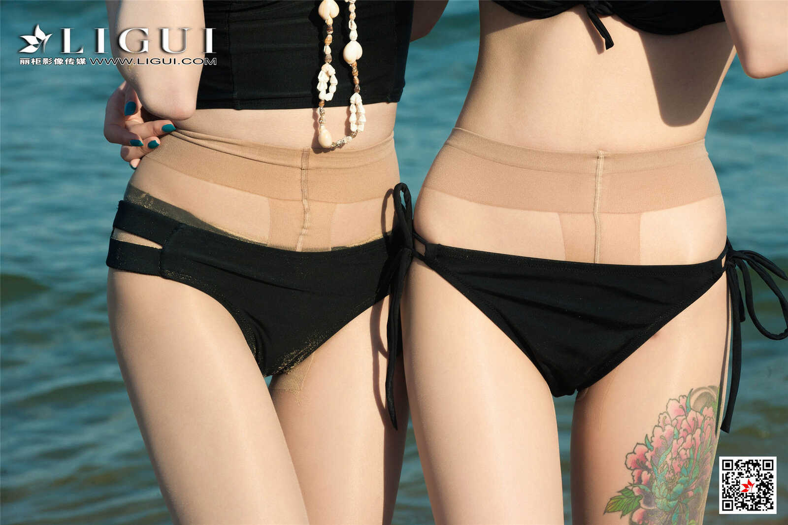 兔子&amp;amp;甜甜《海边姐妹花丝袜秀》 [丽柜Ligui]第4张