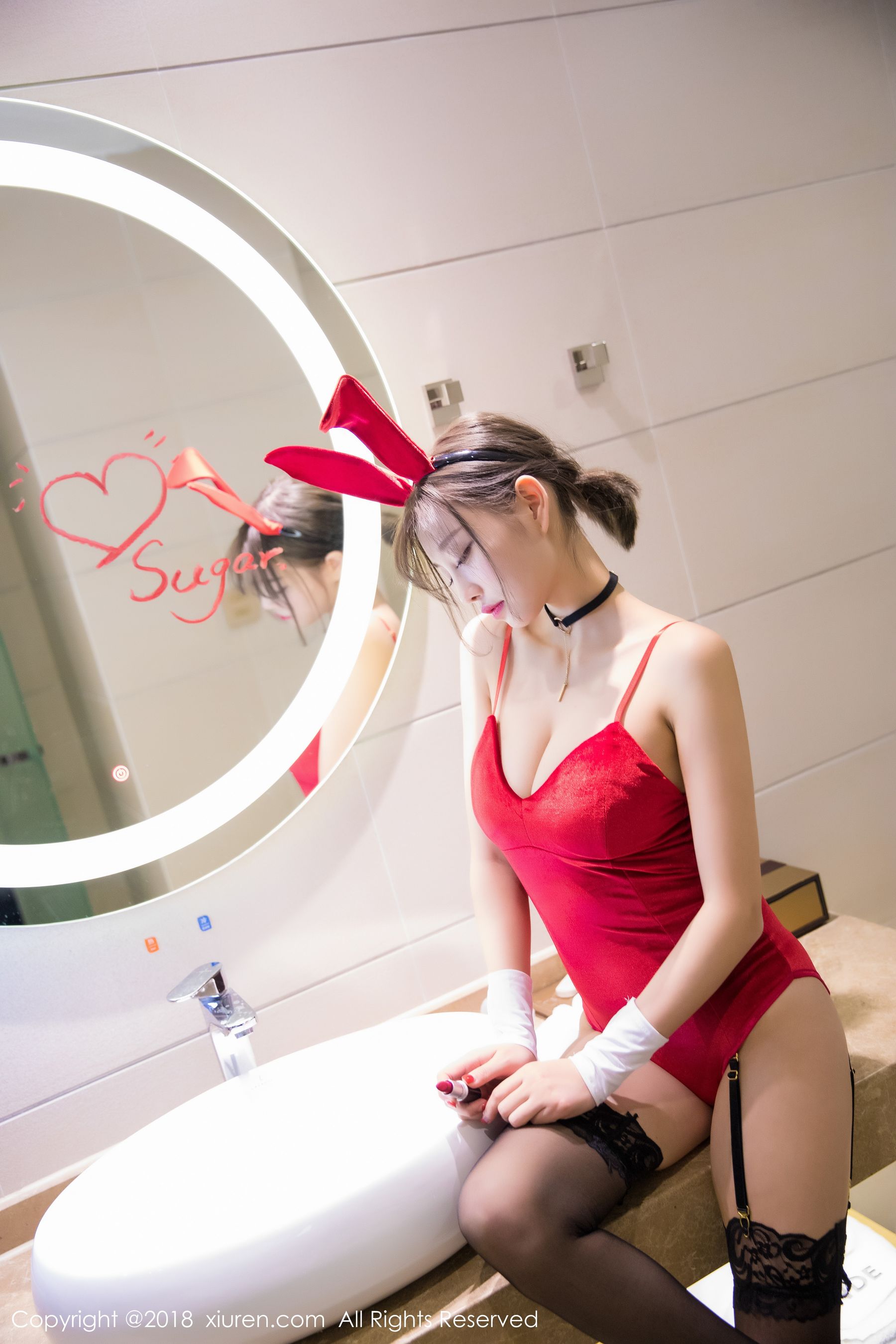  杨晨晨sugar《黑丝兔女郎+浴室湿身系列》 XiuRen 秀人网 No.1033第5张
