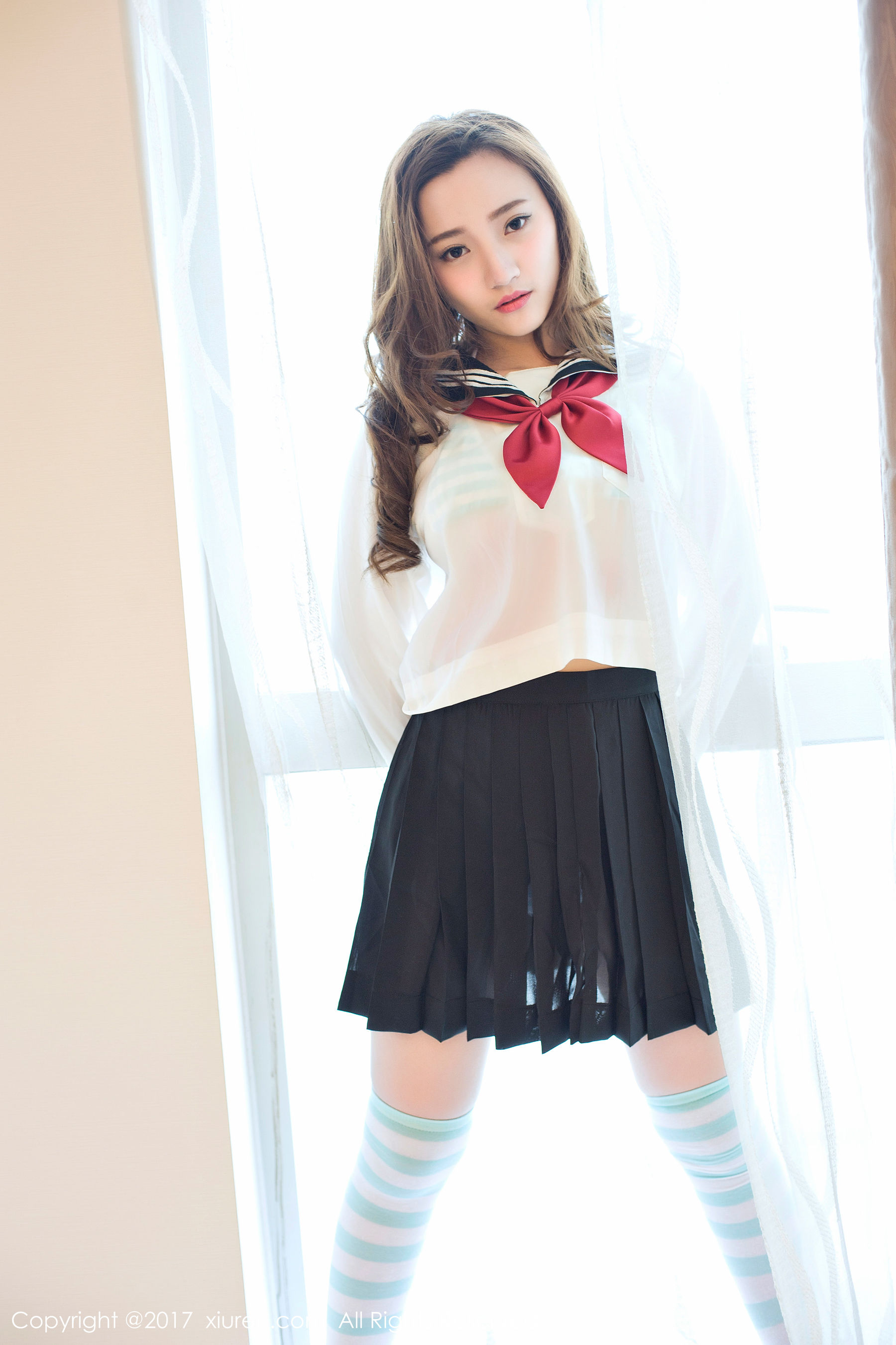  翟奥奥baby《日系学生透明制服、日系卡哇伊内衣、粉红色内衣》 秀人网XIUREN No.673第10张