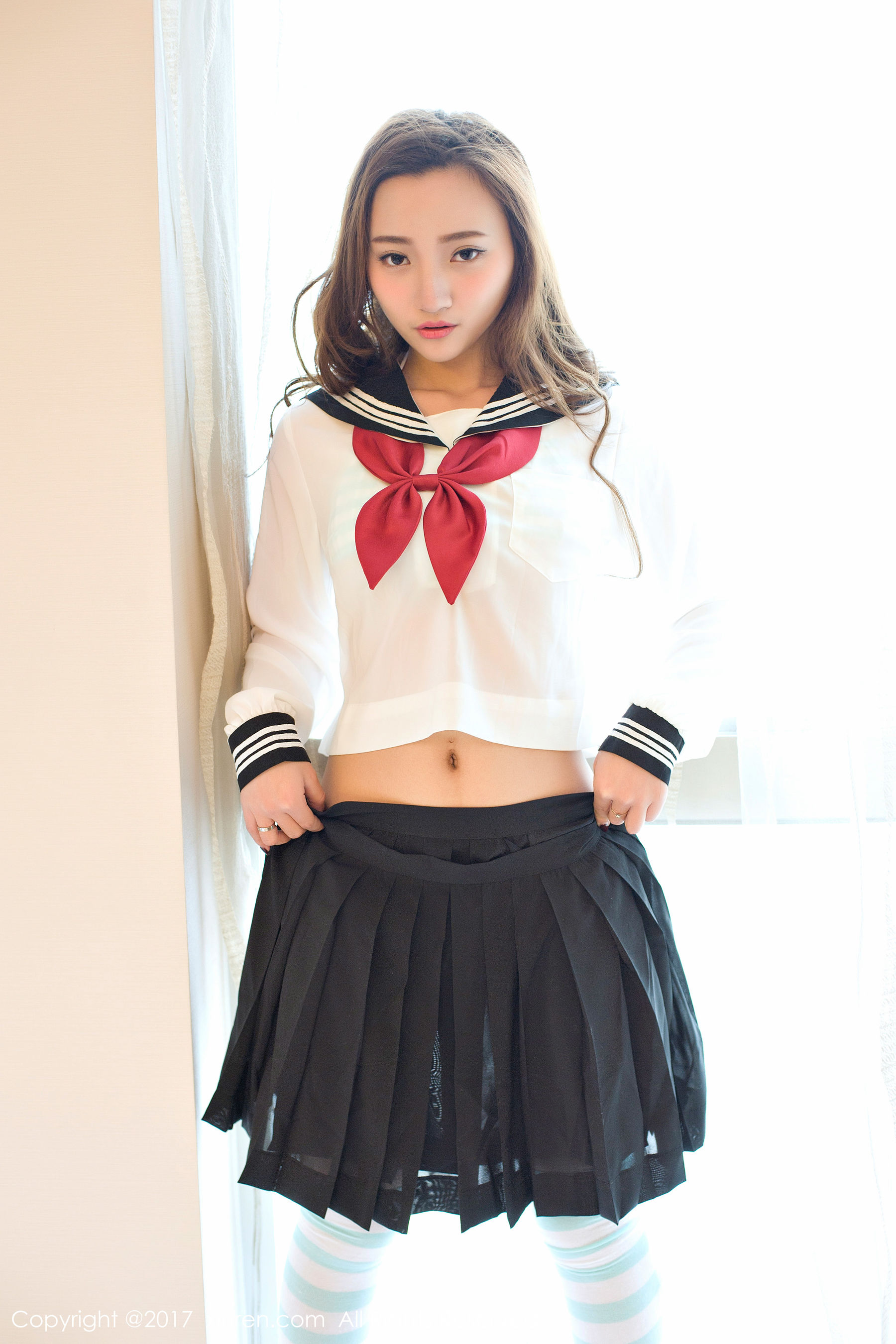  翟奥奥baby《日系学生透明制服、日系卡哇伊内衣、粉红色内衣》 秀人网XIUREN No.673第20张