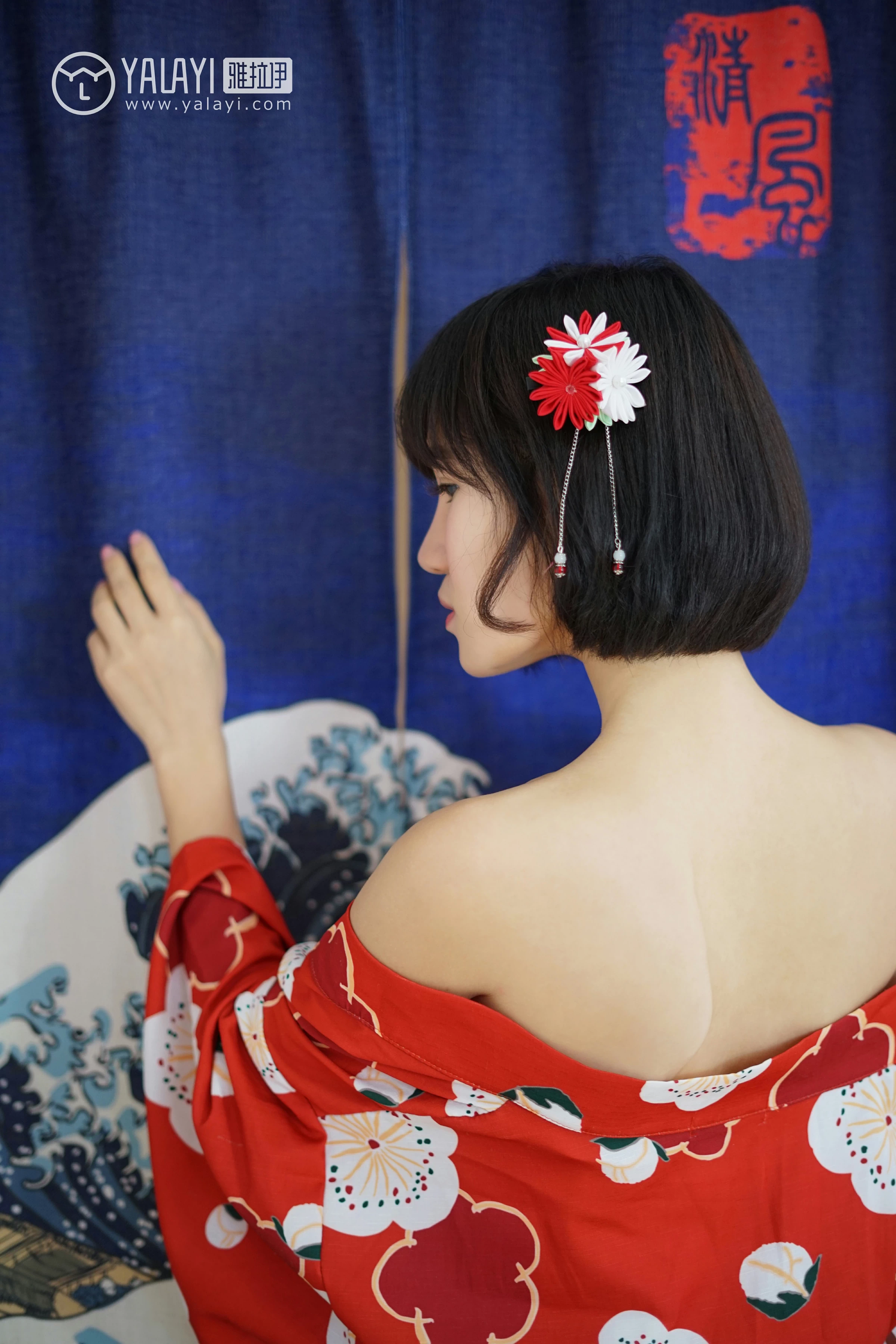 [YALAYI雅拉伊]NO.032 和服女优 多香子 红色和服与米色睡衣加白色蕾丝内衣性感私房写真集第5张