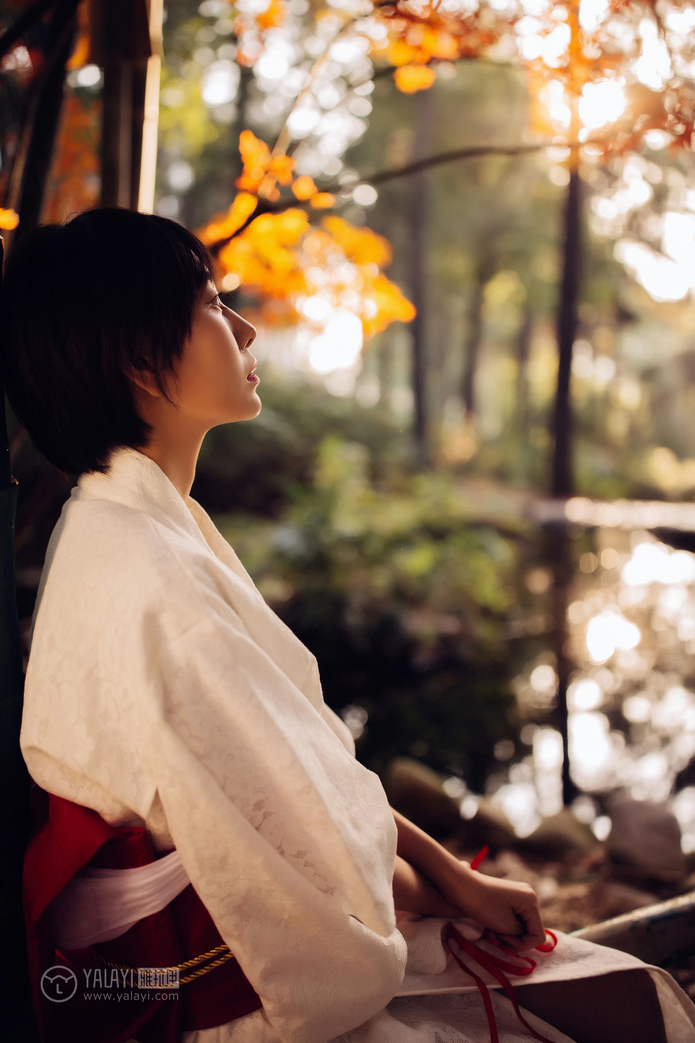 [YALAYI雅拉伊]NO.136 夕阳下的和风少女 静静 白色透视镂空和服性感私房写真集第11张