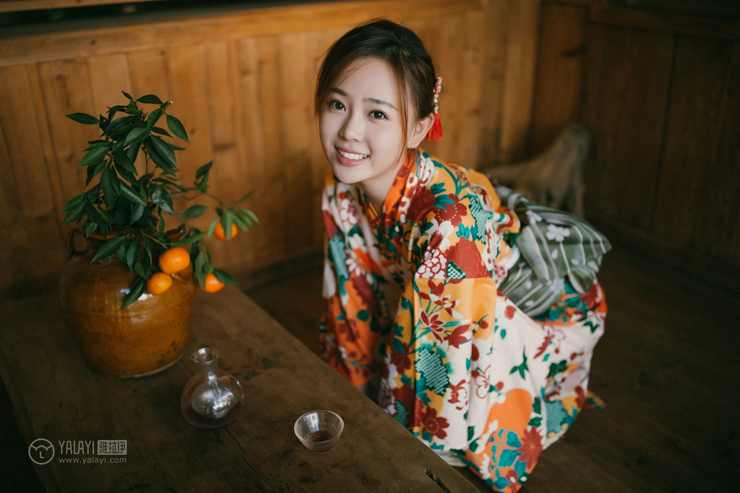 [YALAYI雅拉伊]NO.140 日清和室 张雨青 碎花和服性感私房写真集第6张