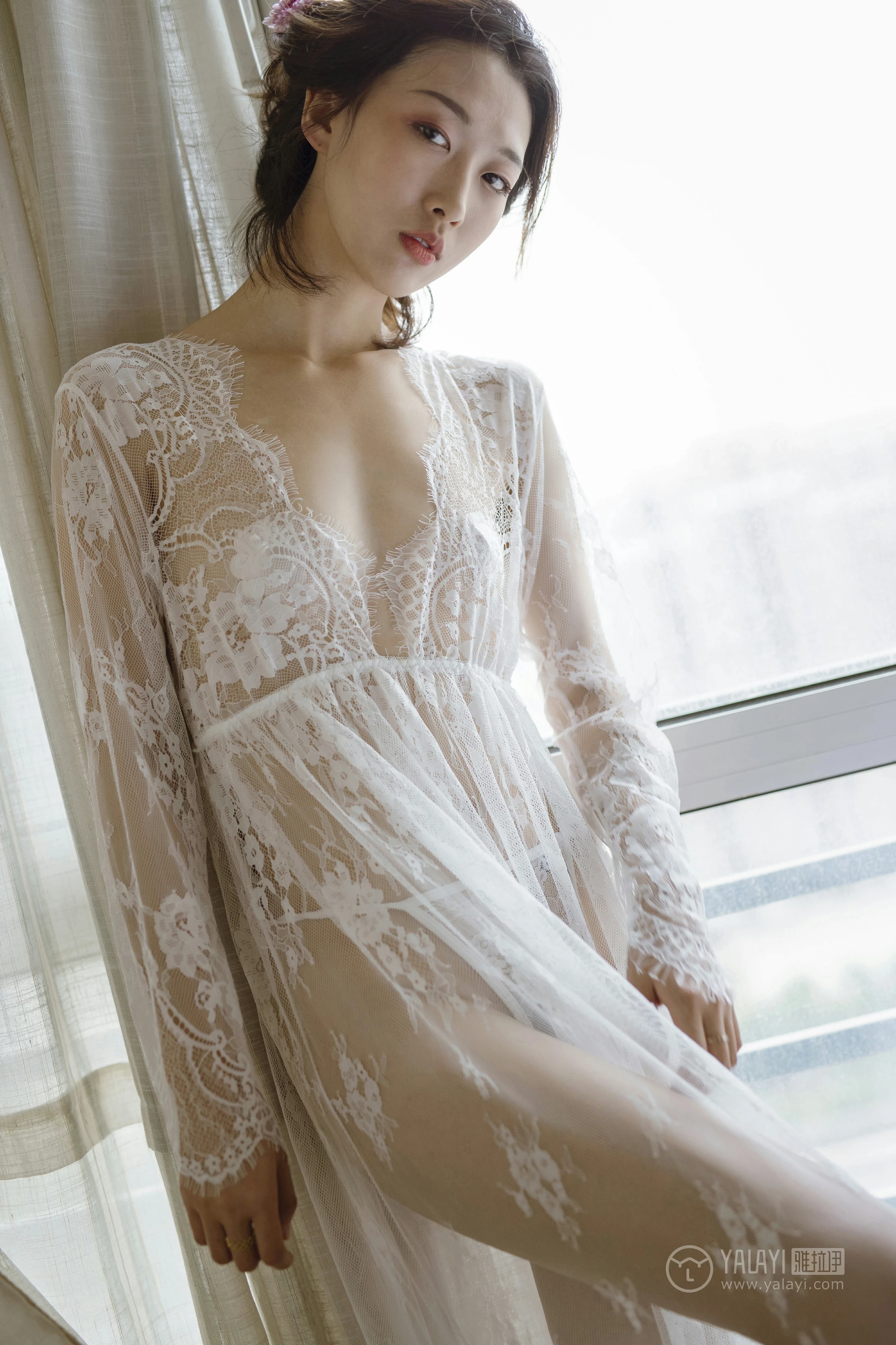 [YALAYI雅拉伊]NO.161 隐隐的柔情 佳佳 白色透视镂空连衣裙性感私房写真集第14张