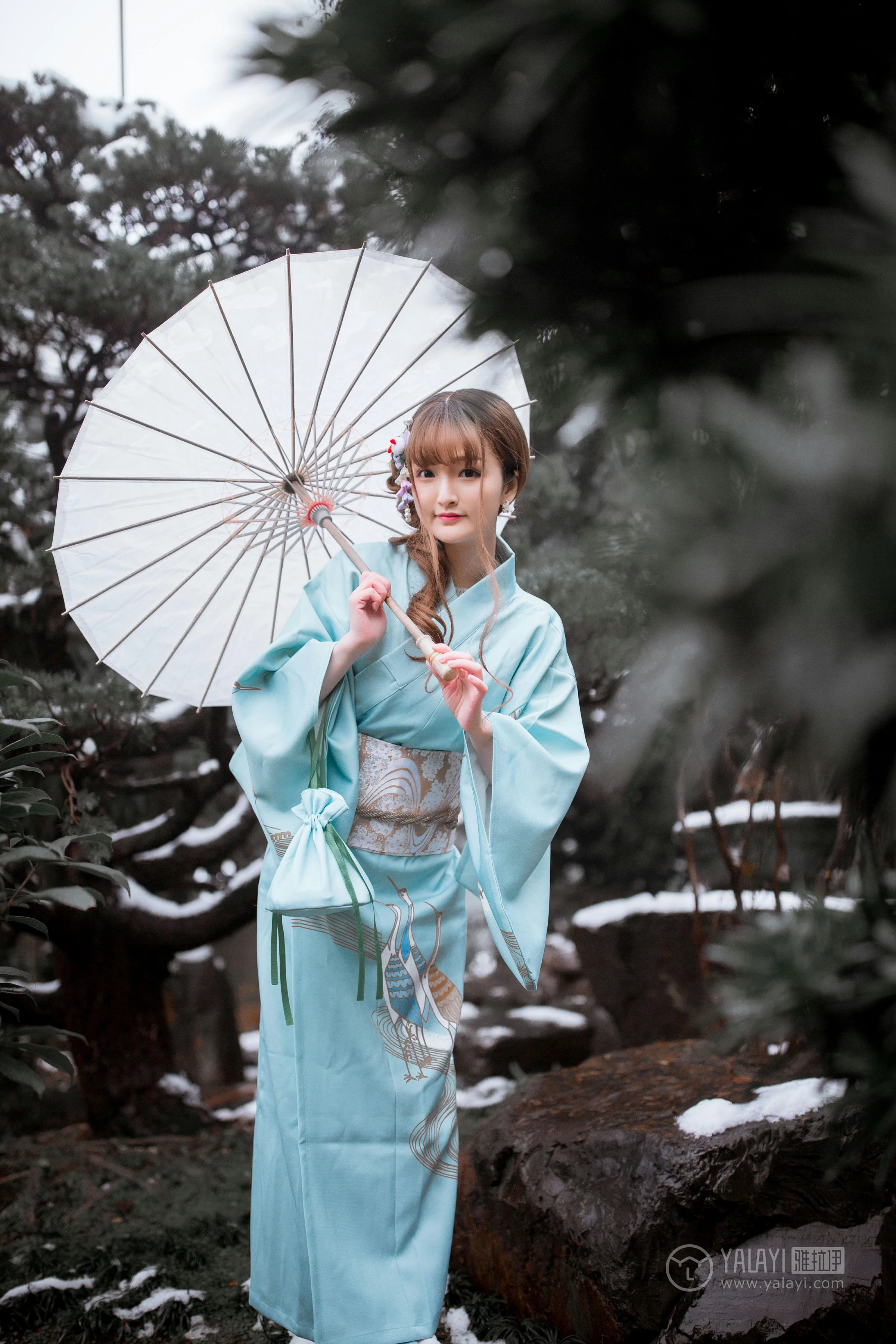 [YALAYI雅拉伊]No.192 赏雪 团团 淡蓝色和服性感私房写真集第5张