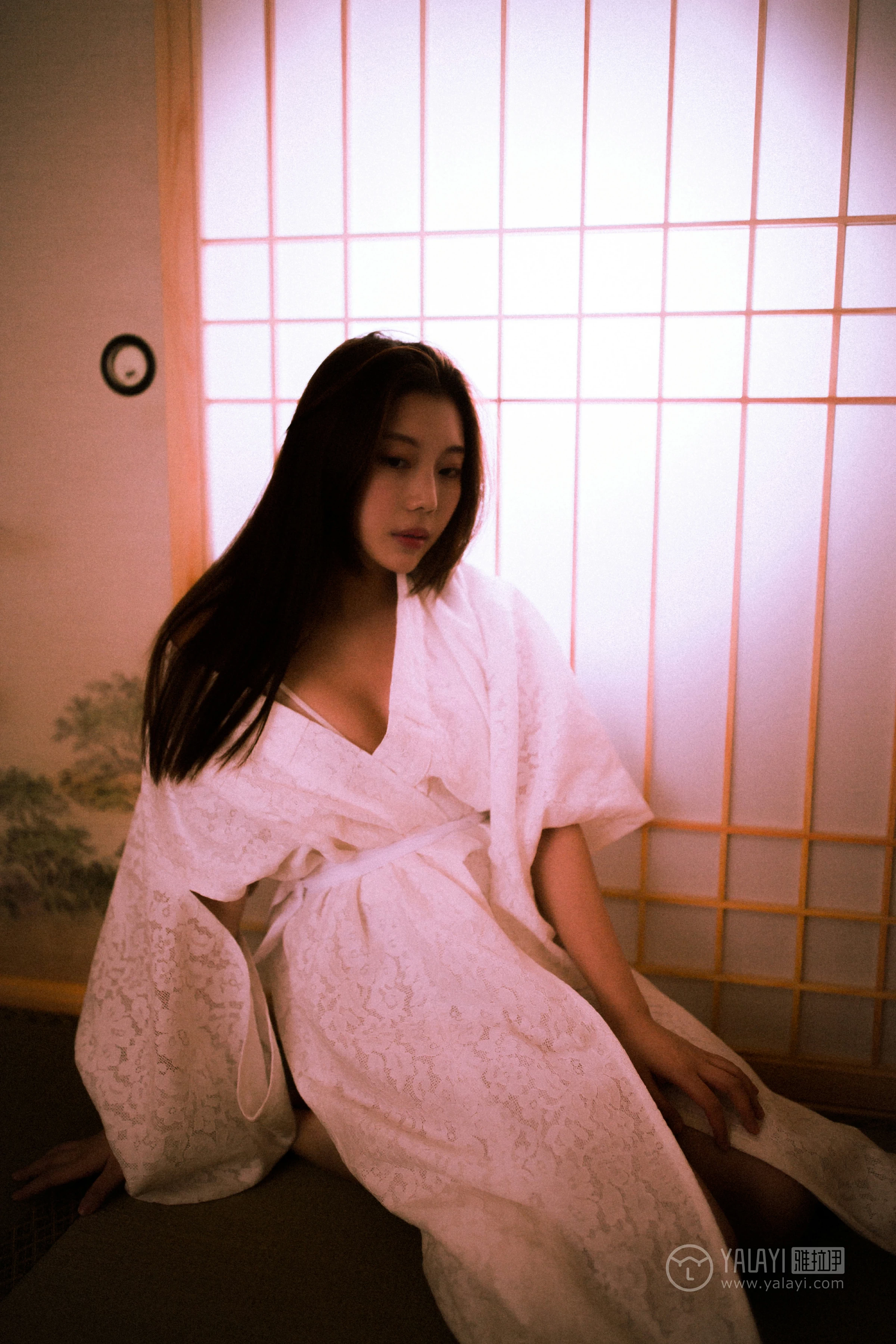 [YALAYI雅拉伊]No.202 夜光 圆圆 白色透视蕾丝镂空睡衣性感私房写真集第3张