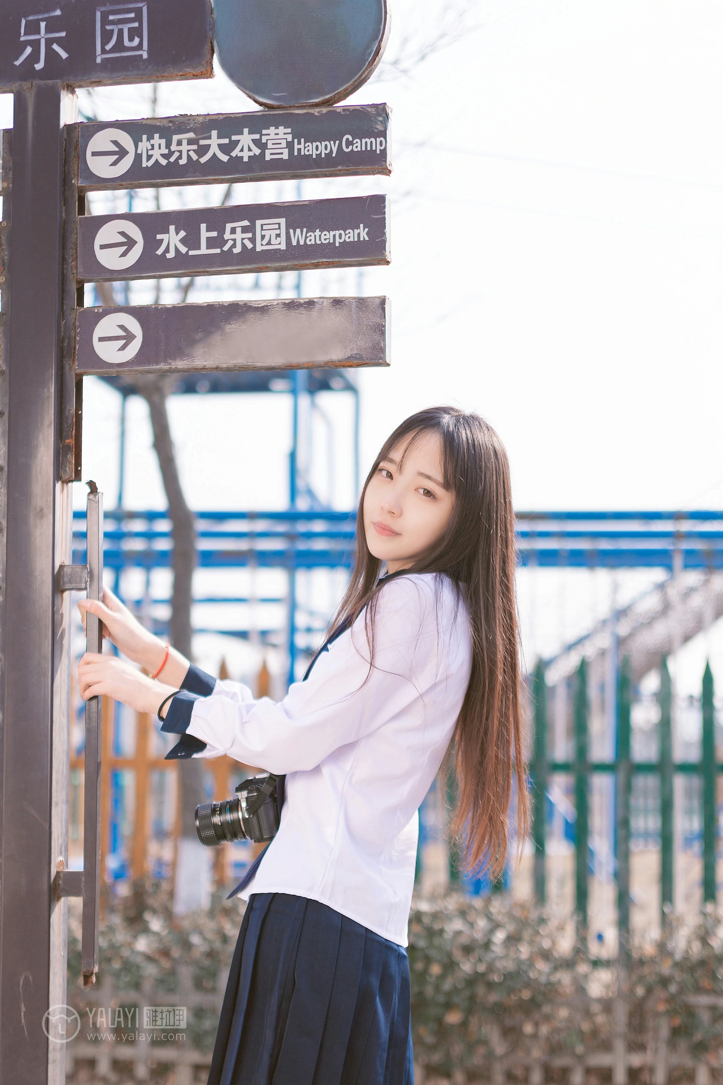 [YALAYI雅拉伊]No.229 小清新 文慧慧 日本高中女生制服与短裙加黑色丝袜美腿性感私房写真集第9张