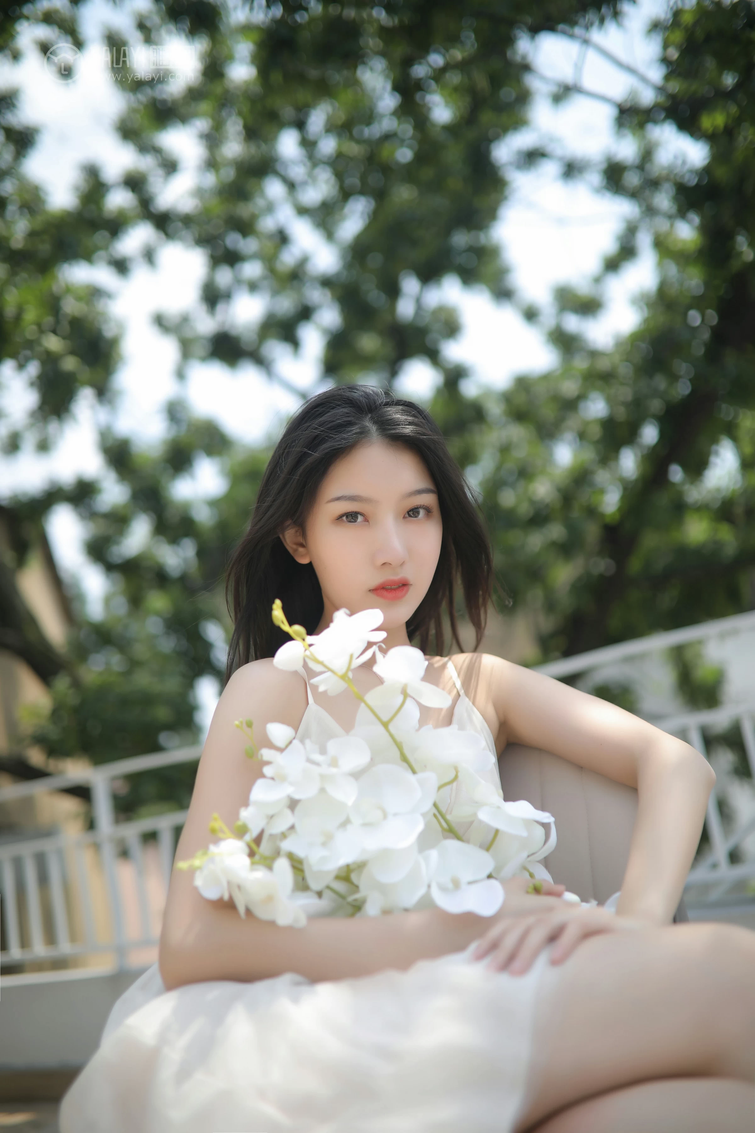 [YALAYI雅拉伊]No.310 听风 白璐 仙气飘飘 白色吊带连衣裙性感私房写真集第12张