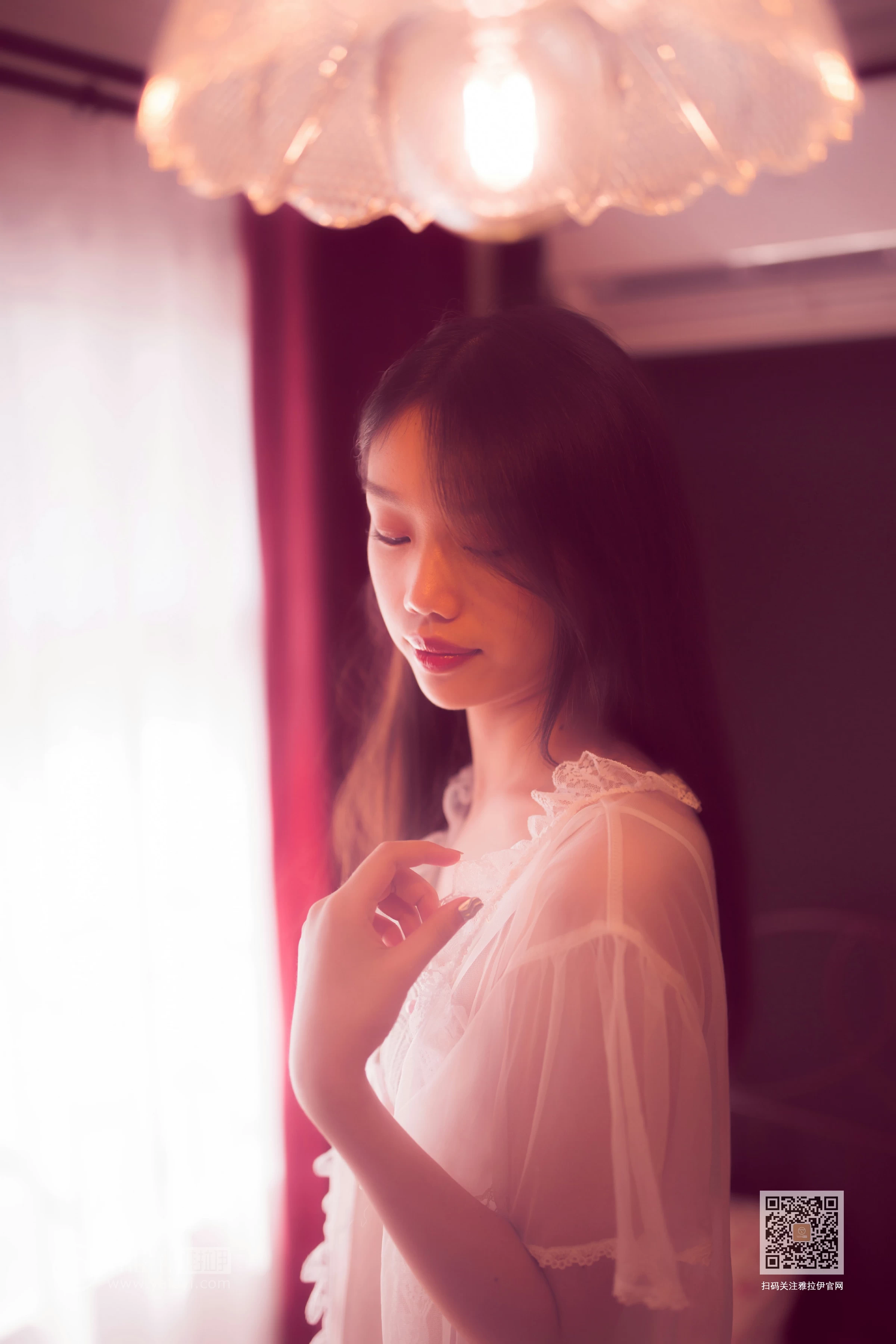 [YALAYI雅拉伊]No.394 情深深 加奈 白色透视睡衣加情趣内衣性感私房写真集第6张