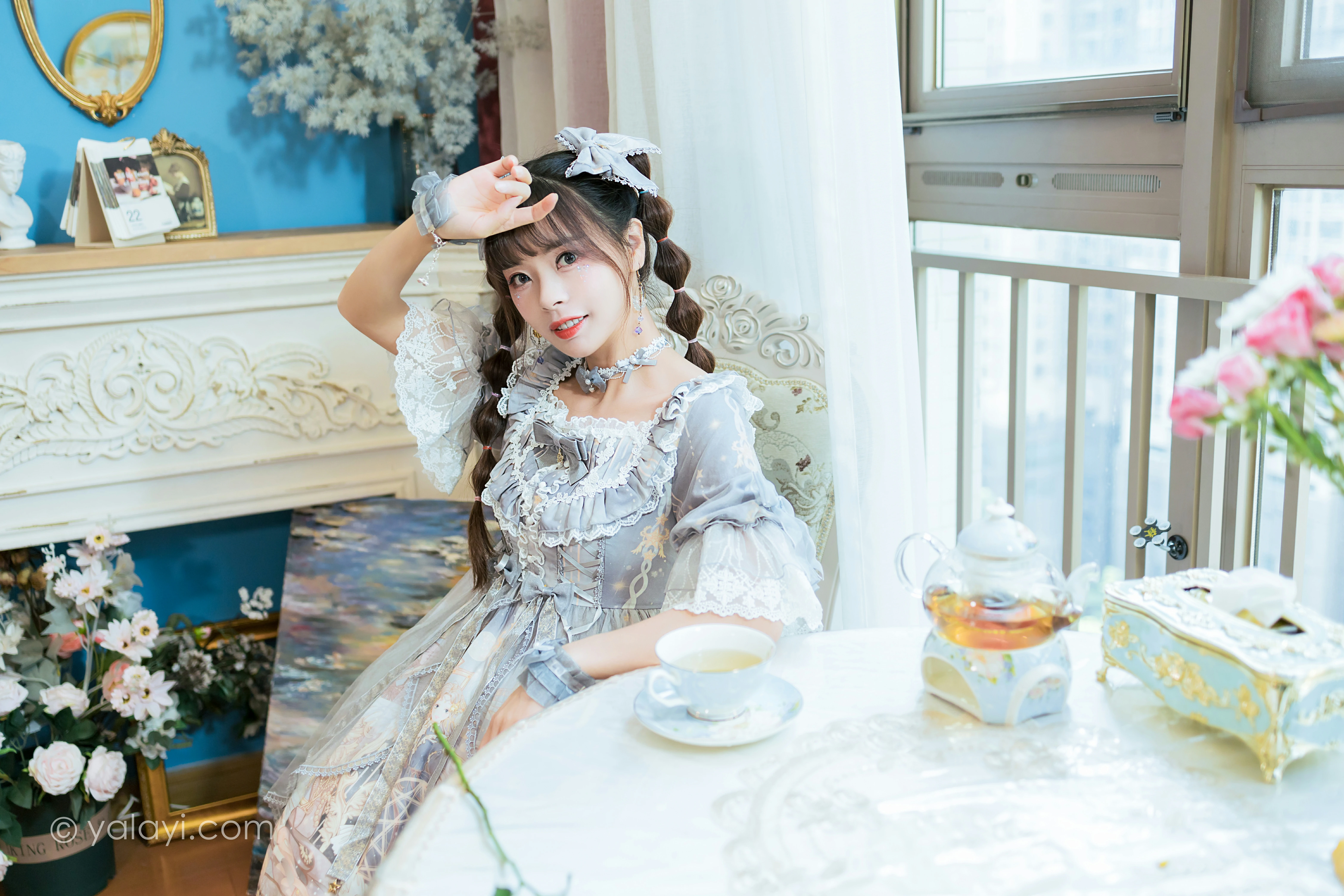 [YALAYI雅拉伊]NO.853 洛丽塔Lolita 程小蝶 淡蓝色连身制服裙清纯可爱私房写真集第7张