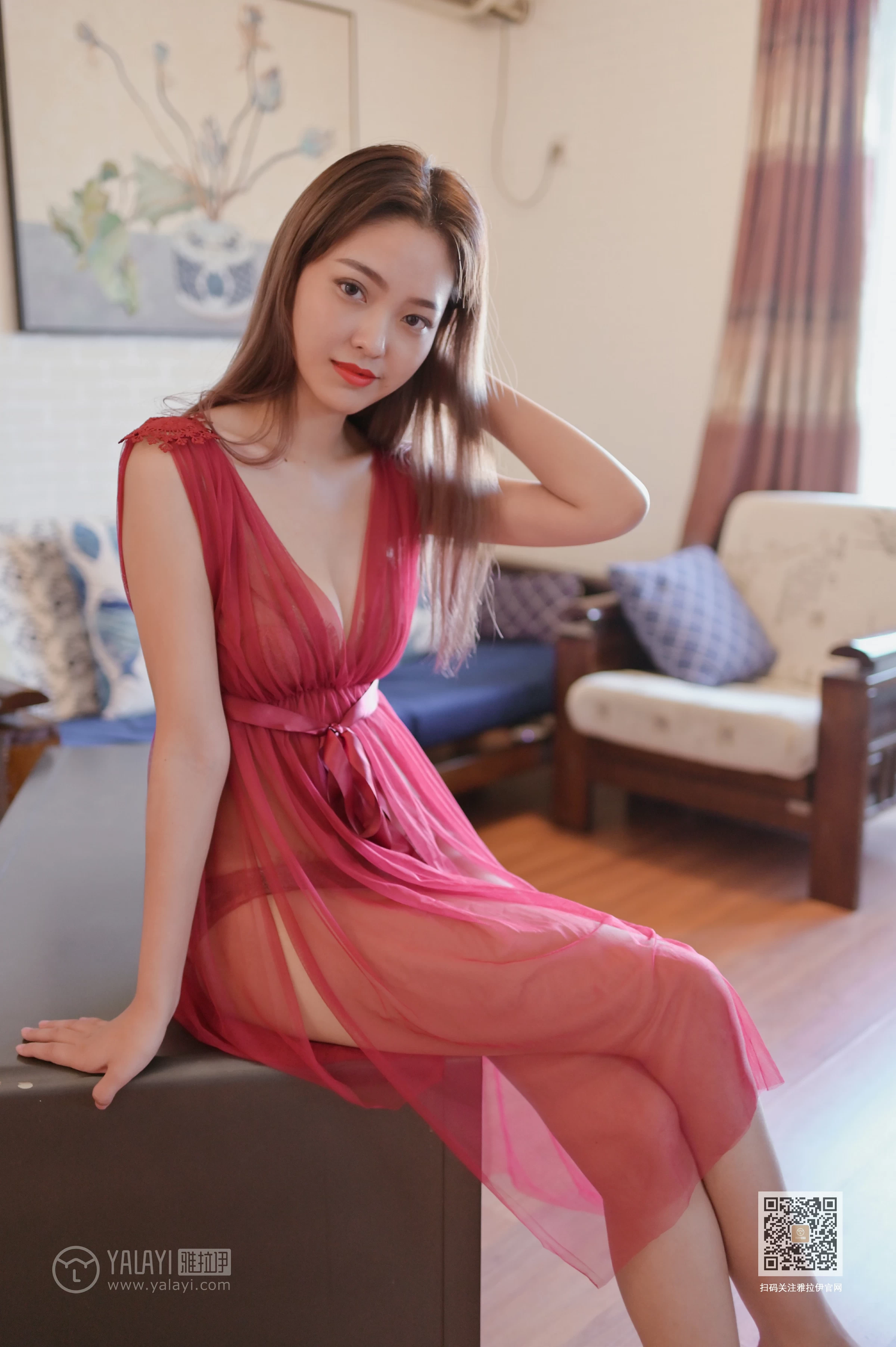 [YALAYI雅拉伊]Vol.446 红拂女 出尘 白色透视情趣连衣裙居家性感私房写真集第3张