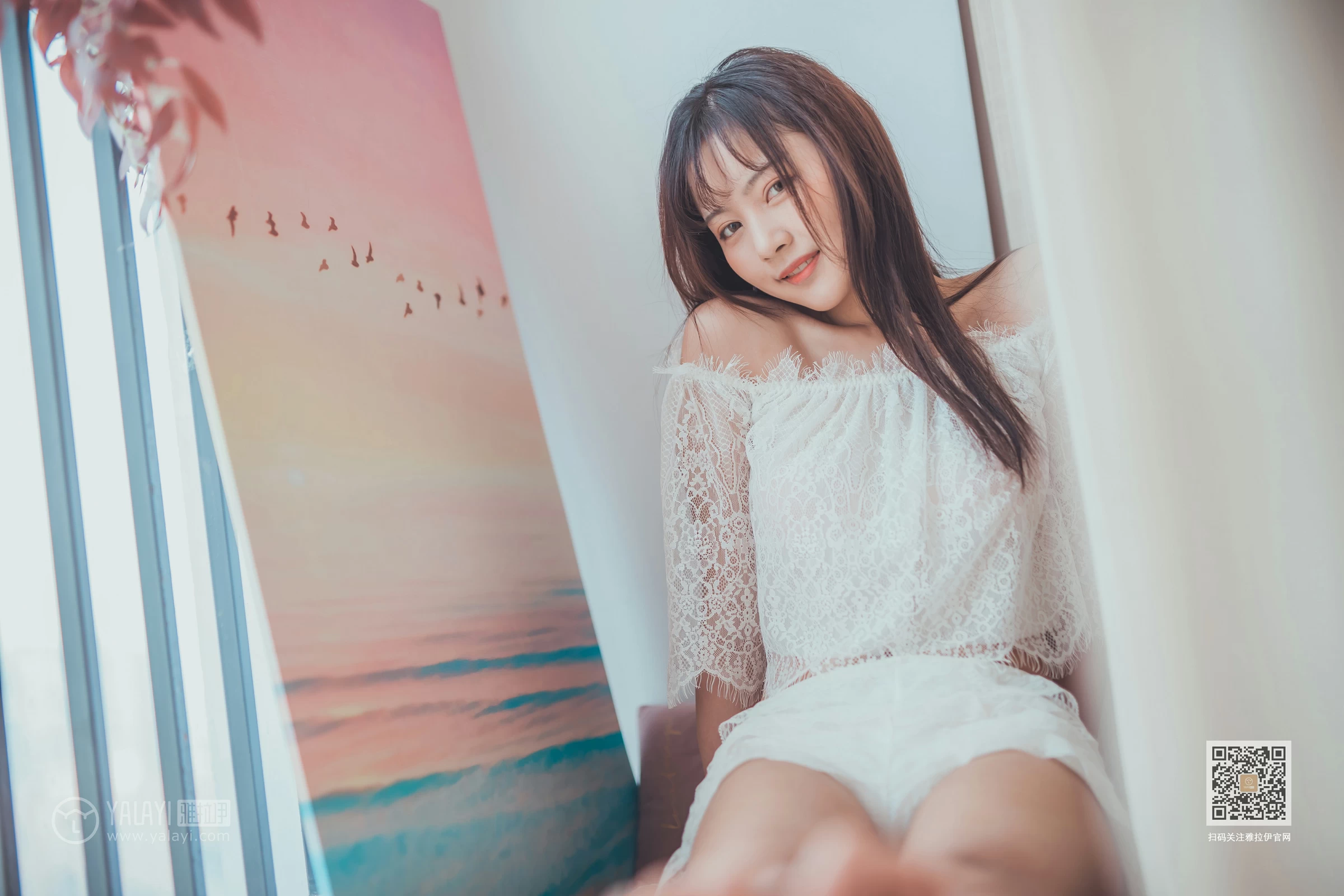 [YALAYI雅拉伊]Vol.588 清水有毒 唐芯 白色透视镂空上衣加短裤性感私房写真集第13张