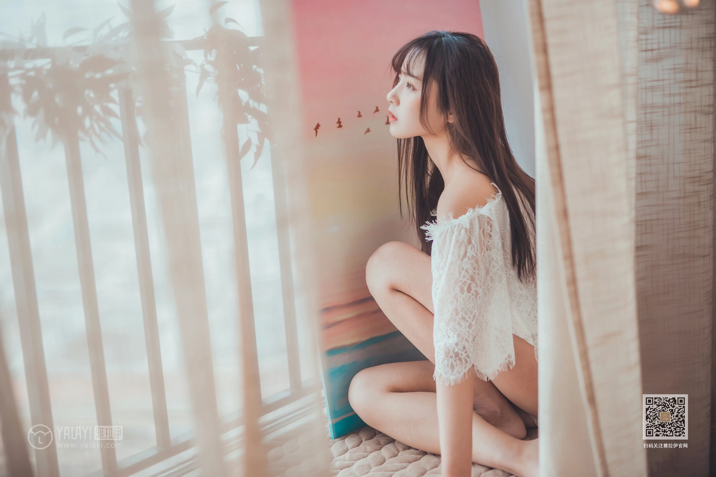 [YALAYI雅拉伊]Vol.588 清水有毒 唐芯 白色透视镂空上衣加短裤性感私房写真集第14张