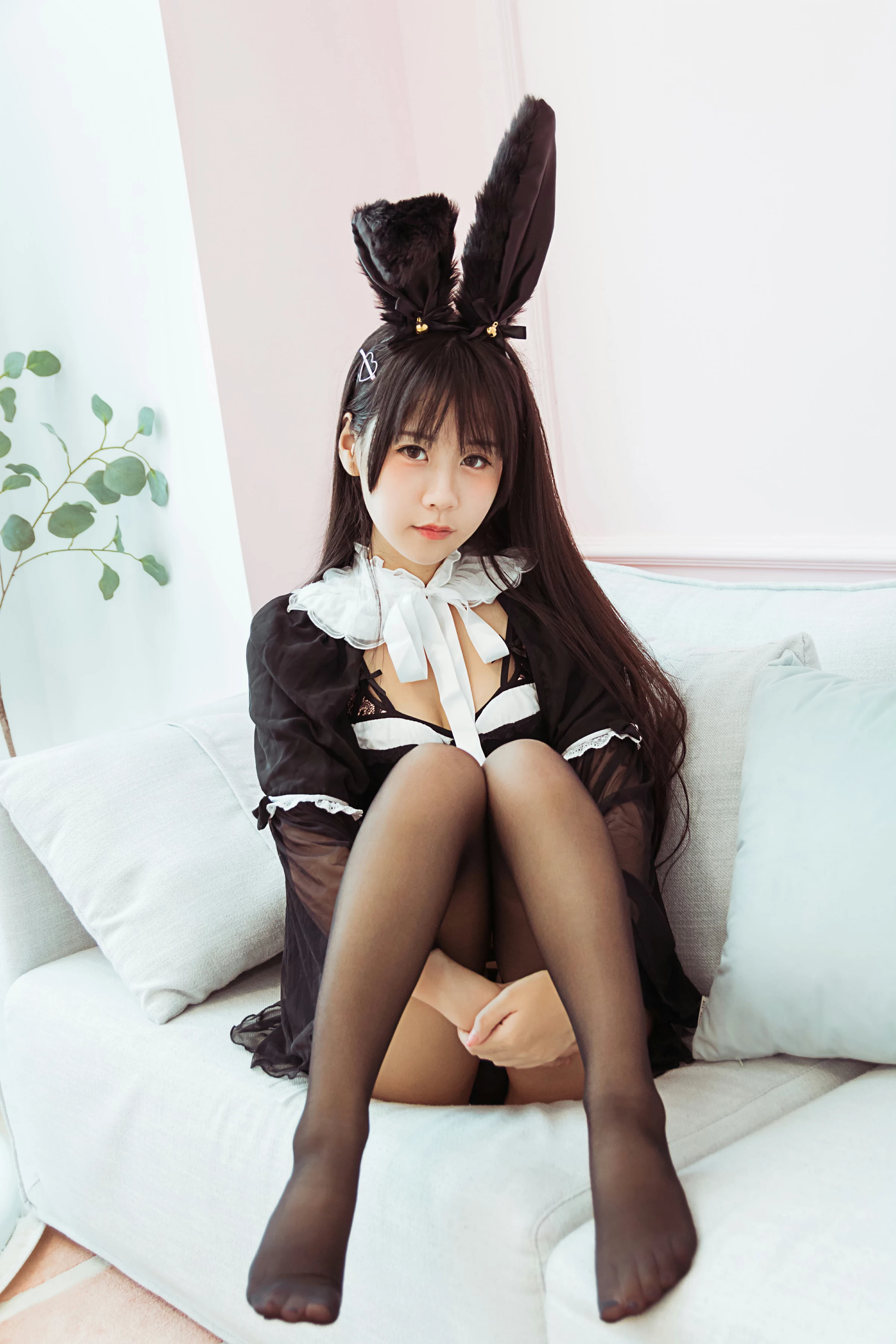 [YALAYI雅拉伊]NO.616 《今晚穿了女仆装》 甜酱吖 黑色情趣制服内衣加黑丝美腿性感私房写真集第8张