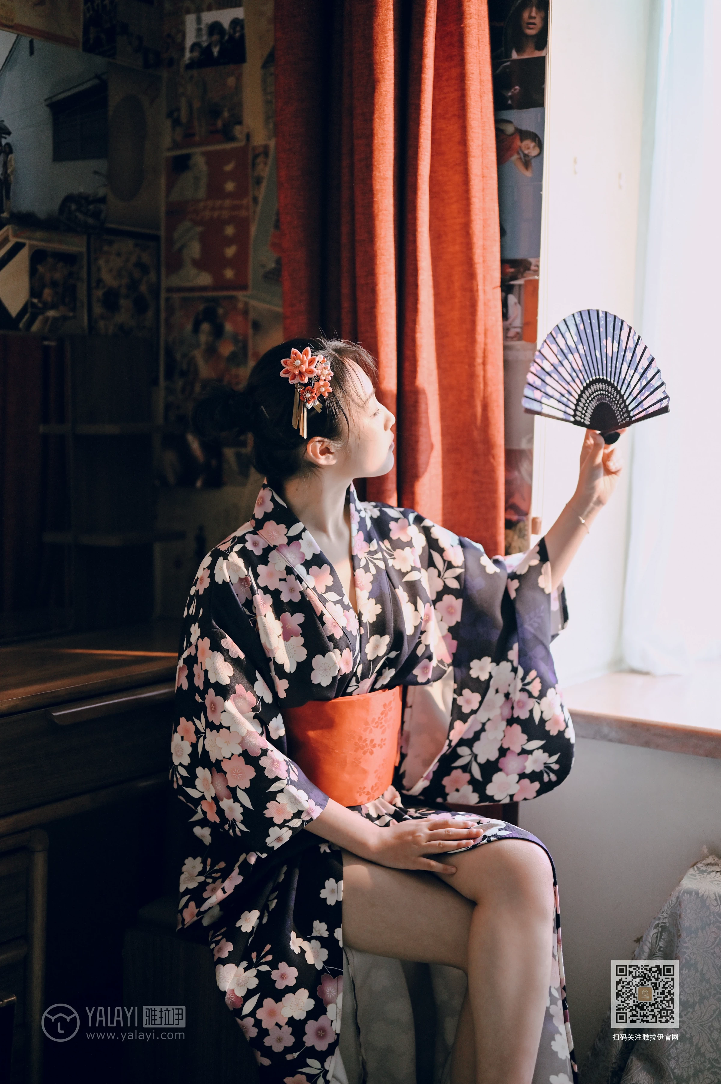 [YALAYI雅拉伊]NO.635 《和服少女》 沈伊 黑色和服加白色蕾丝内衣性感私房写真集第5张