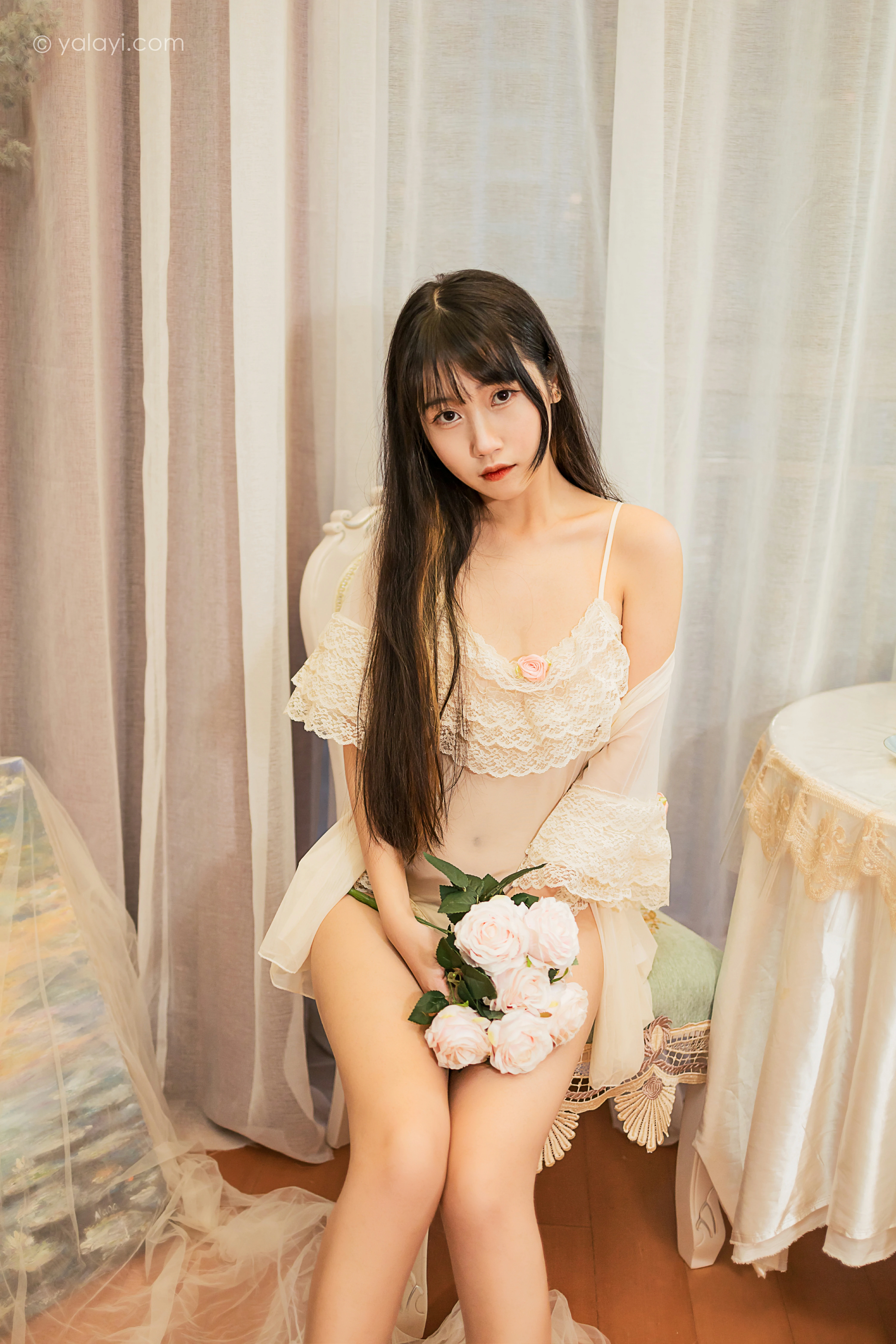 [YALAYI雅拉伊]NO.851 在意你 弈思 白色透视情趣内衣性感私房写真集第9张