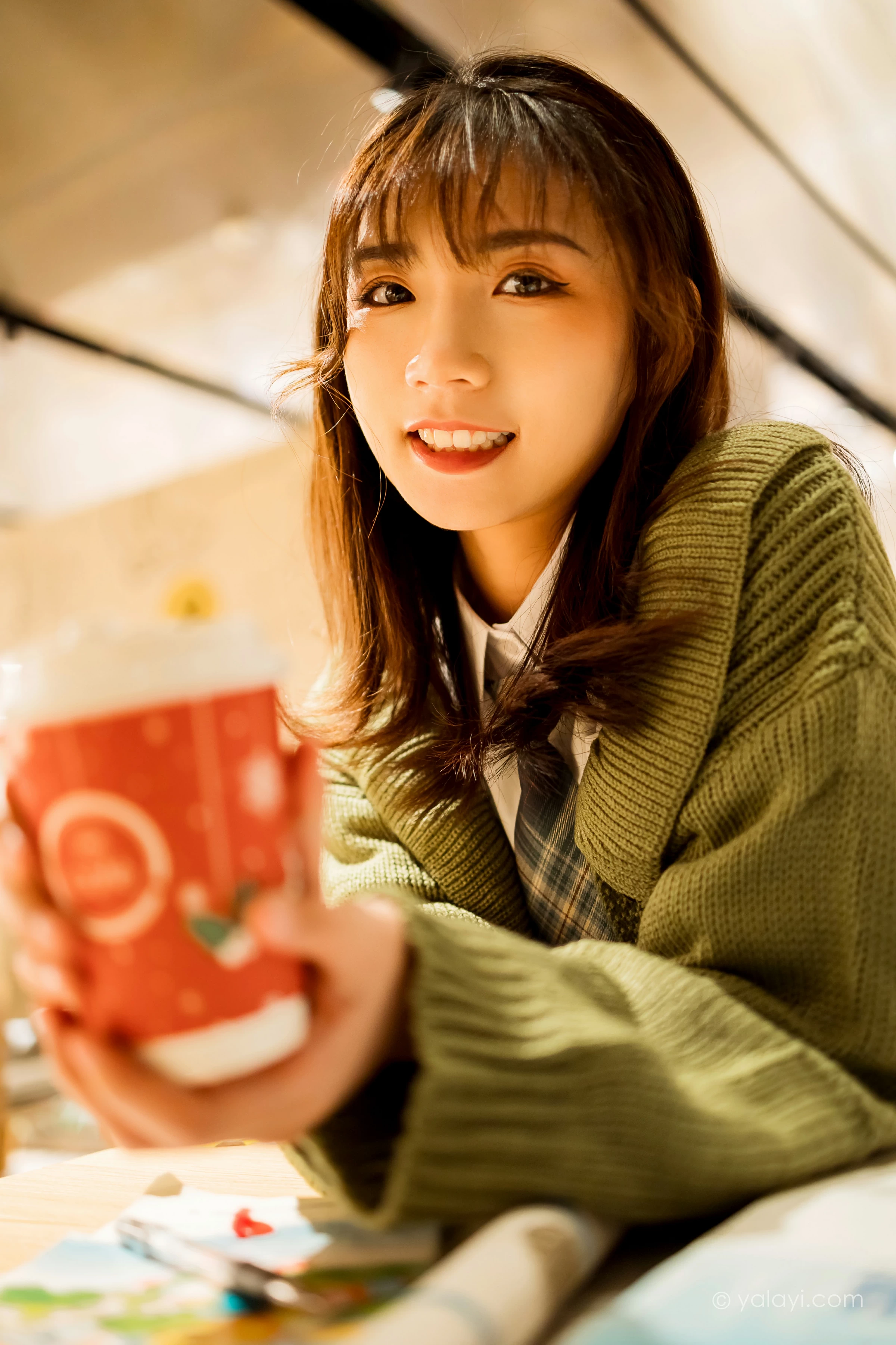 [YALAYI雅拉伊]NO.753 一起补习的日子 果果 连身外套与JK制服加格子短裙清纯写真集第10张